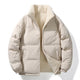 Reversible padded jacket with sherpa lining and zip fastening