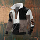 Men's quarter-zip sweater with geometric knit panels and long sleeves