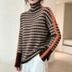 Women's striped high-neck pullover