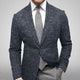 Men's plaid notch lapel blazer with long sleeves and button front
