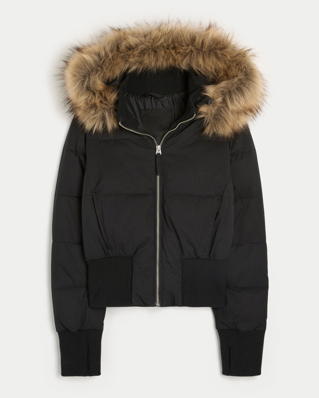 Women's quilted winter coat with removable hood