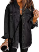 Women's collared denim jacket with chest pockets