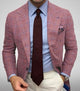 Men's plaid notch lapel blazer with long sleeves and button front