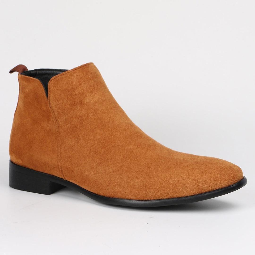 Men's ankle-height Chelsea boots with side zipper and low heel