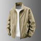 Men's solid bomber jacket with stand collar, zip front and zipped pockets