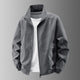 Men's solid bomber jacket with stand collar, zip front and zipped pockets