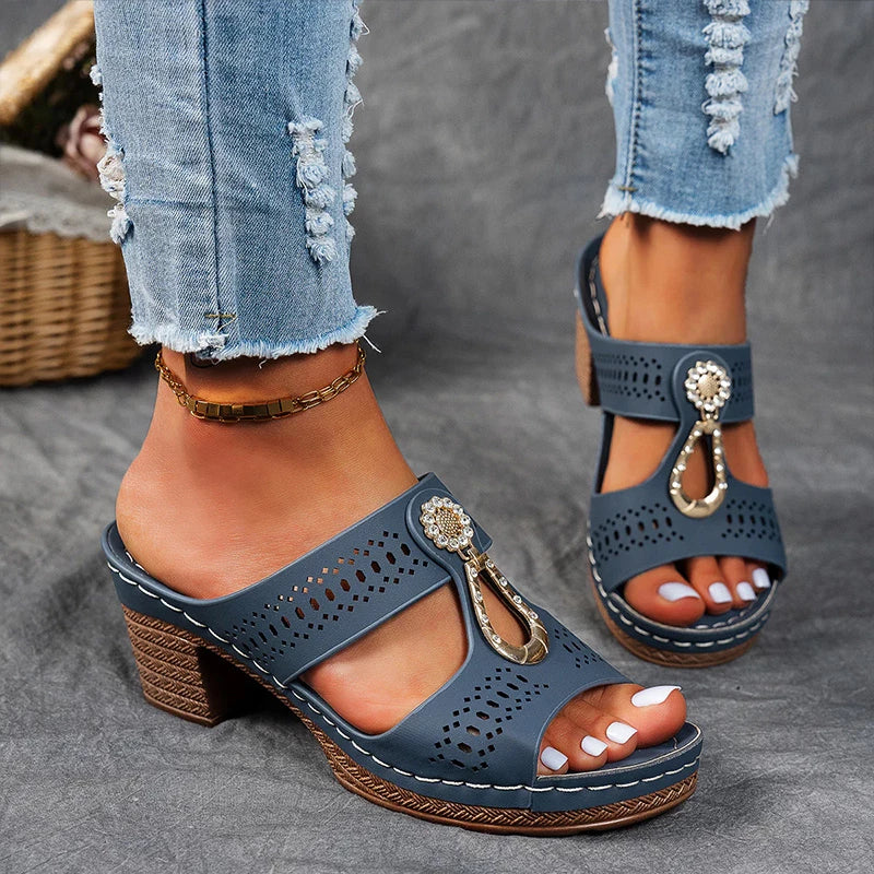 Women's Wedge Sandals in Black - View 8 | Bellmere