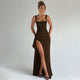 Elegant Open-Back Maxi Dress in Black - View 4 | Bellmere