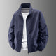 Men's solid bomber jacket with stand collar, zip front and zipped pockets