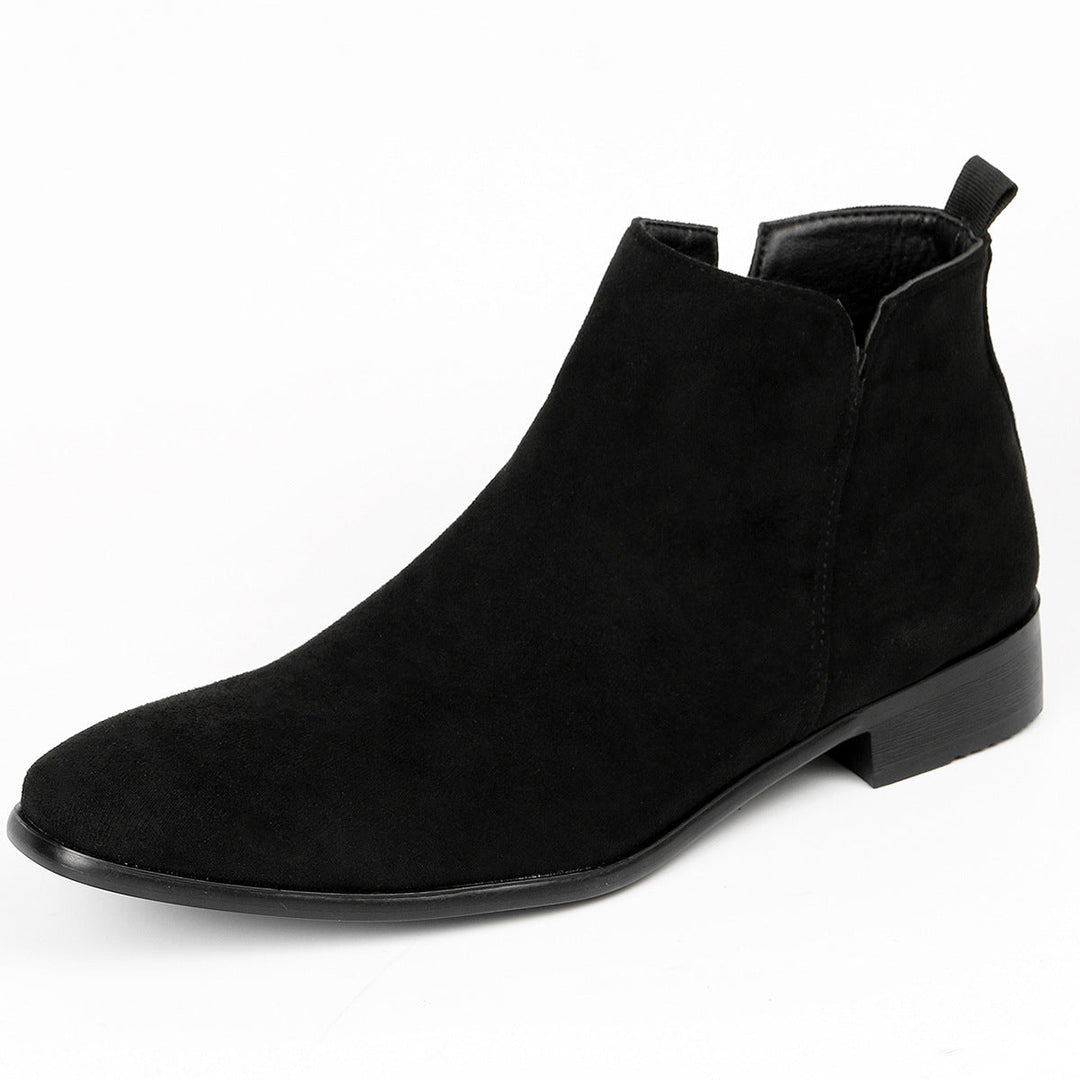 Men's ankle-height Chelsea boots with side zipper and low heel