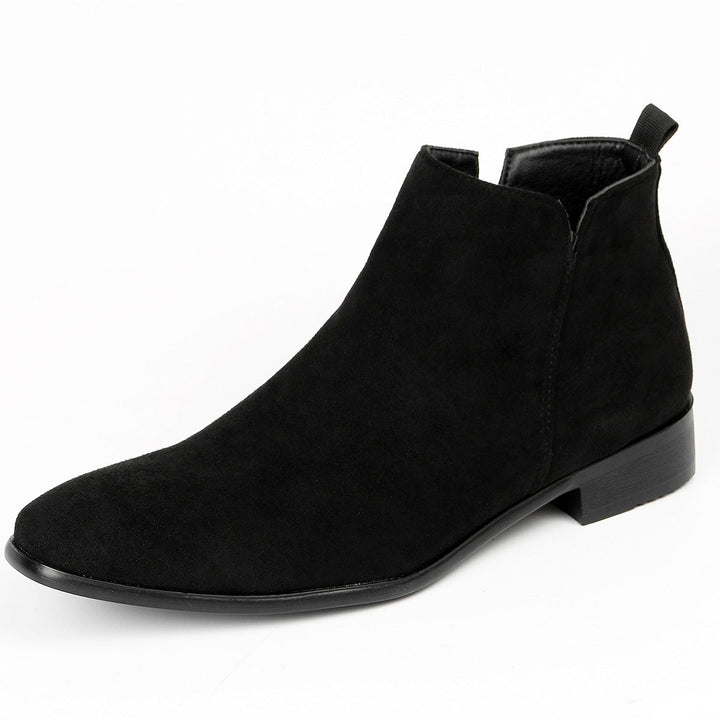 Men's ankle-height Chelsea boots with side zipper and low heel