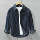 Men's long-sleeve corduroy shirt with point collar, buttons and chest pocket