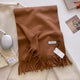 Women's Soft Plain Tassel Shawl in Brown - View 3 | Bellmere