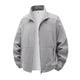 Men's solid bomber jacket with stand collar, zip front and zipped pockets