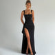 Elegant Open-Back Maxi Dress in Black | Bellmere