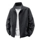 Men's solid bomber jacket with stand collar, zip front and zipped pockets
