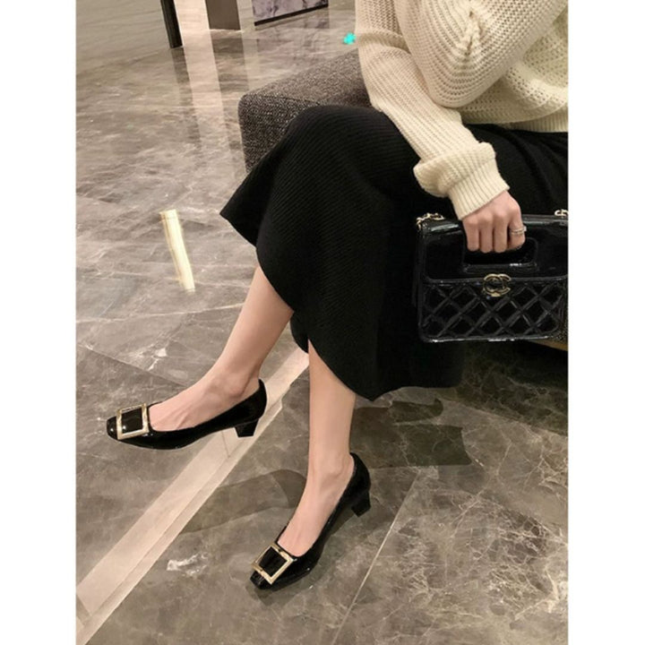 Women's Heeled Sandals with Metallic Accent Sandaal in Black - View 3 | Bellmere