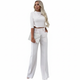 Women's high neck crop top and wide leg trouser set
