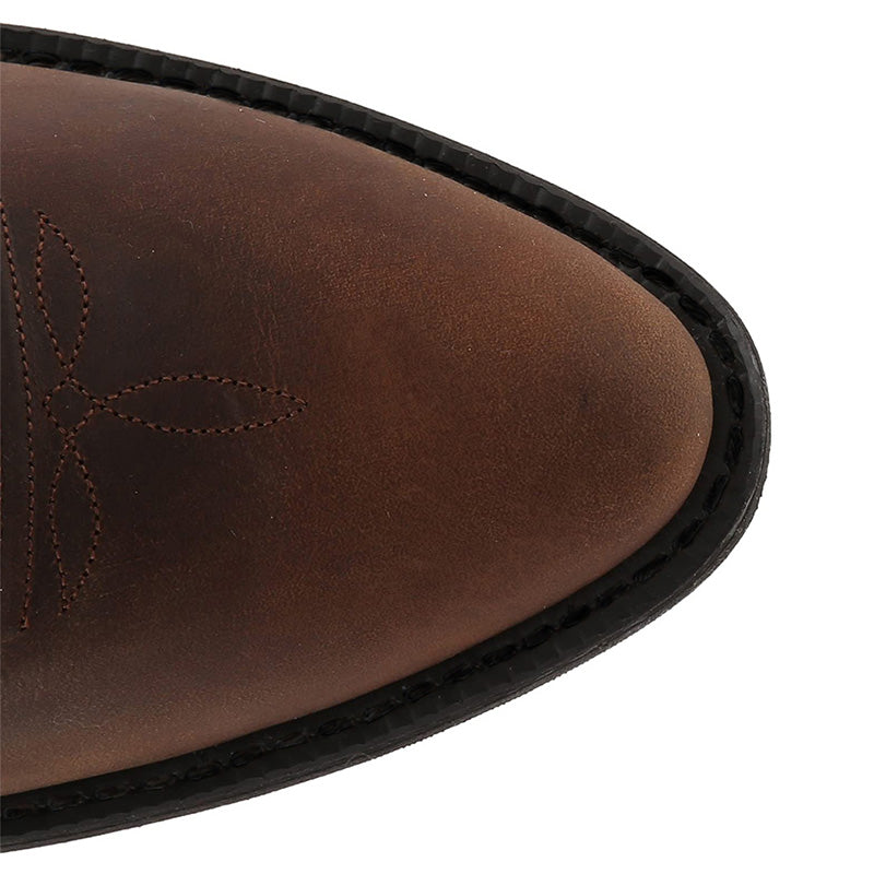 Embroidered western cowboy boots with pointed toes and low heels