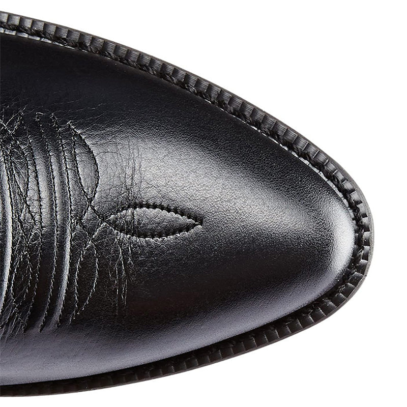 Embroidered western cowboy boots with pointed toes and low heels