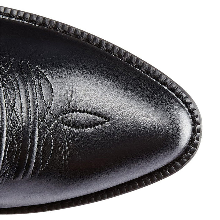 Embroidered western cowboy boots with pointed toes and low heels