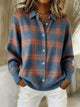 Women's checkered button-front cardigan with shirt collar