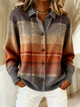 Women's ombre plaid collared cardigan with buttons and long sleeves