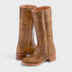 Women's knee-high classic cowboy boots with round toe and low block heel