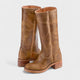 Women's tall retro riding boots with round toes and block heels