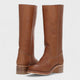 Women's knee-high classic cowboy boots with round toe and low block heel