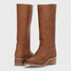 Women's tall retro riding boots with round toes and block heels