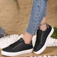 Quilted Lace-Up Sneakers for Women, Metallic Heel Trim
