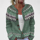 Women's patterned knitted cardigan with round neck, buttons and long sleeves