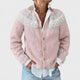 Women's patterned knitted cardigan with round neck, buttons and long sleeves