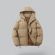 Men's quilted hooded parka jacket with zip front and drawstring hem