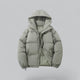 Men's quilted hooded parka jacket with zip front and drawstring hem