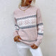 Women's multicolour patterned crew neck knit sweater with long sleeves