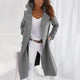 Women's long hooded coat with lapels and button front