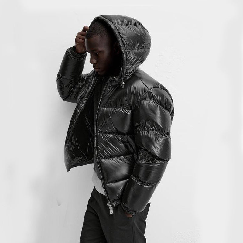 Quilted hooded puffer jacket with side pockets