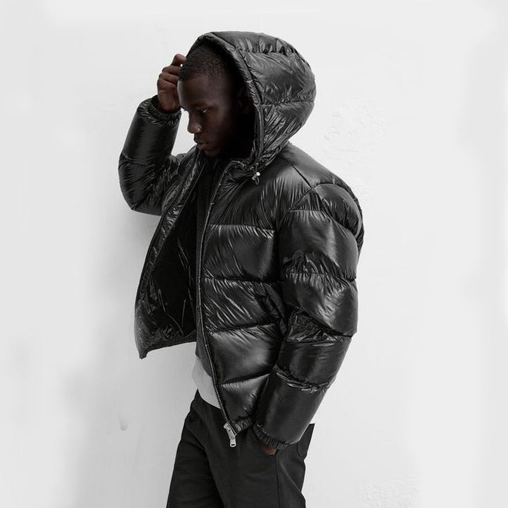 Quilted hooded puffer jacket with side pockets