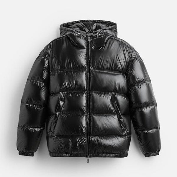 Quilted hooded puffer jacket with side pockets