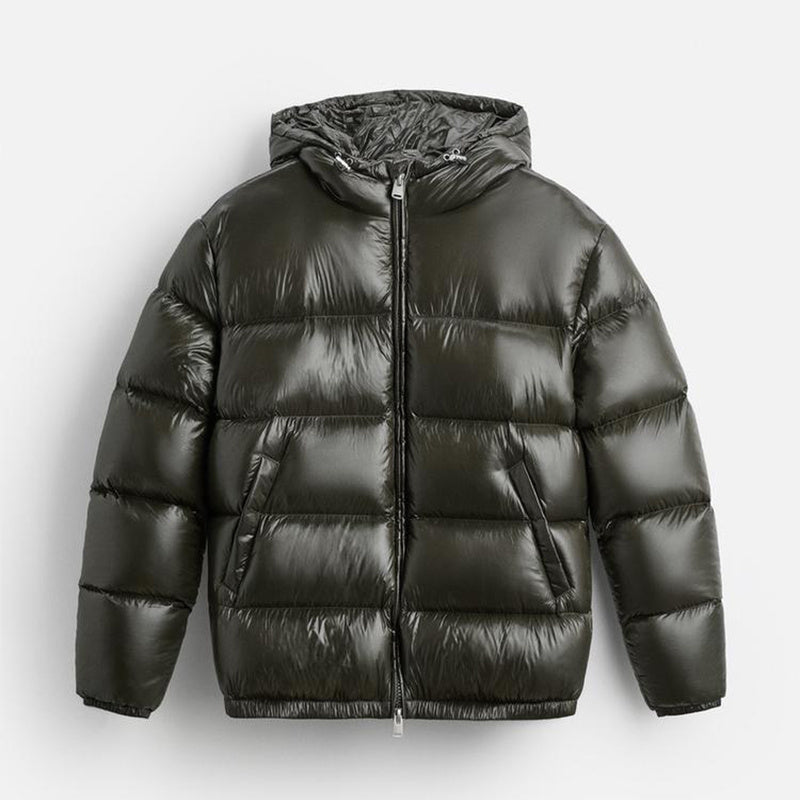 Quilted hooded puffer jacket with side pockets