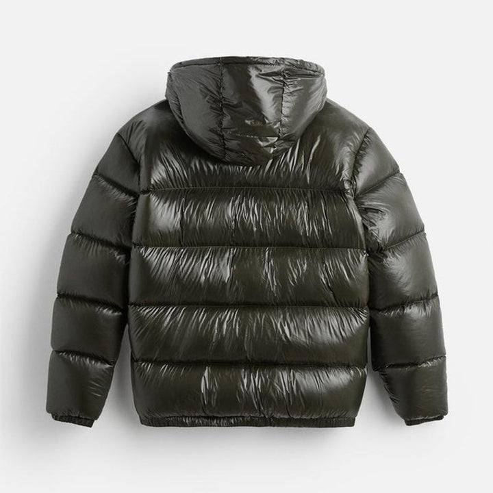Quilted hooded puffer jacket with side pockets