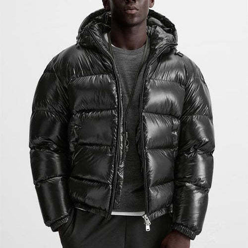 Quilted hooded puffer jacket with side pockets