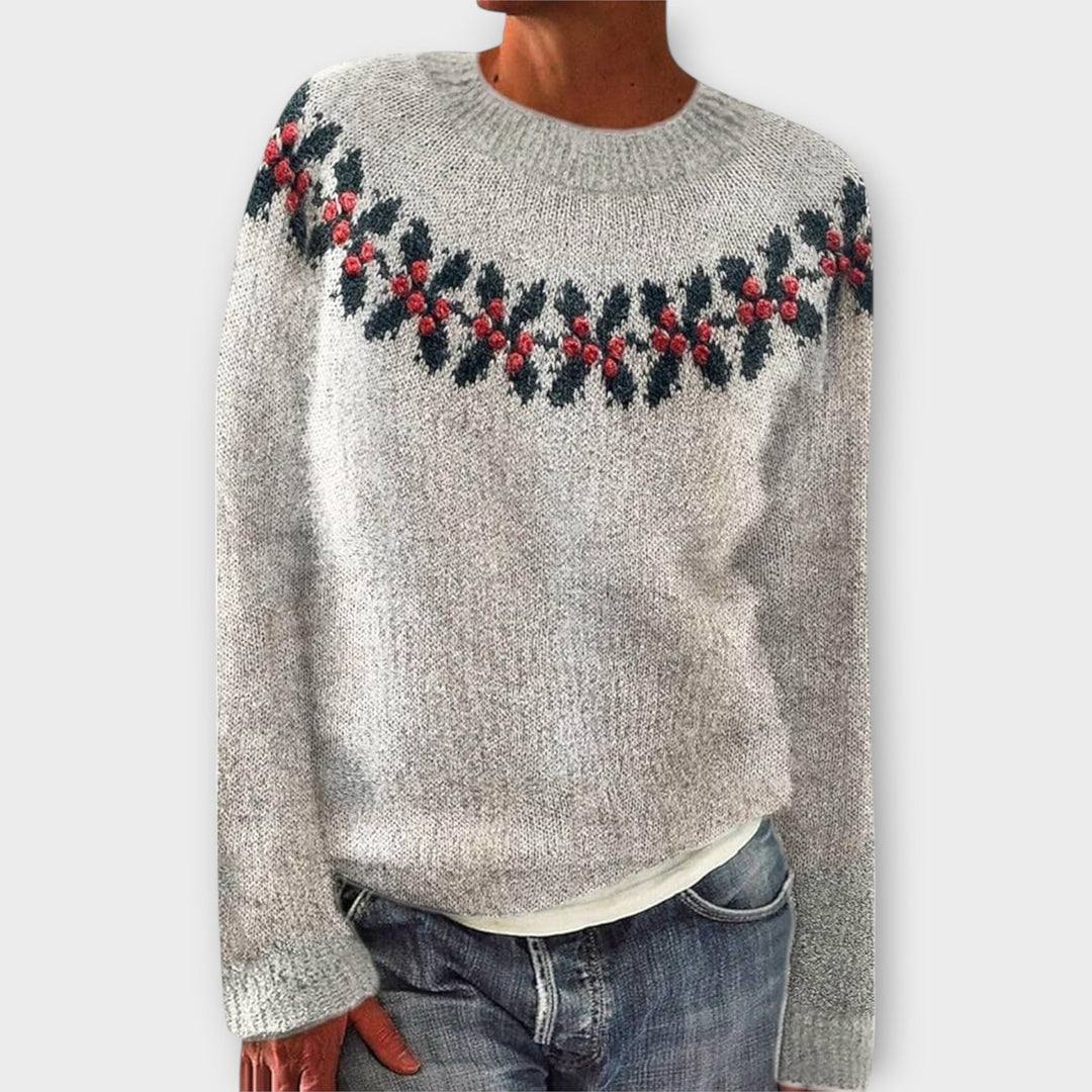 Women's festive patterned jumper with crew neck and long sleeves