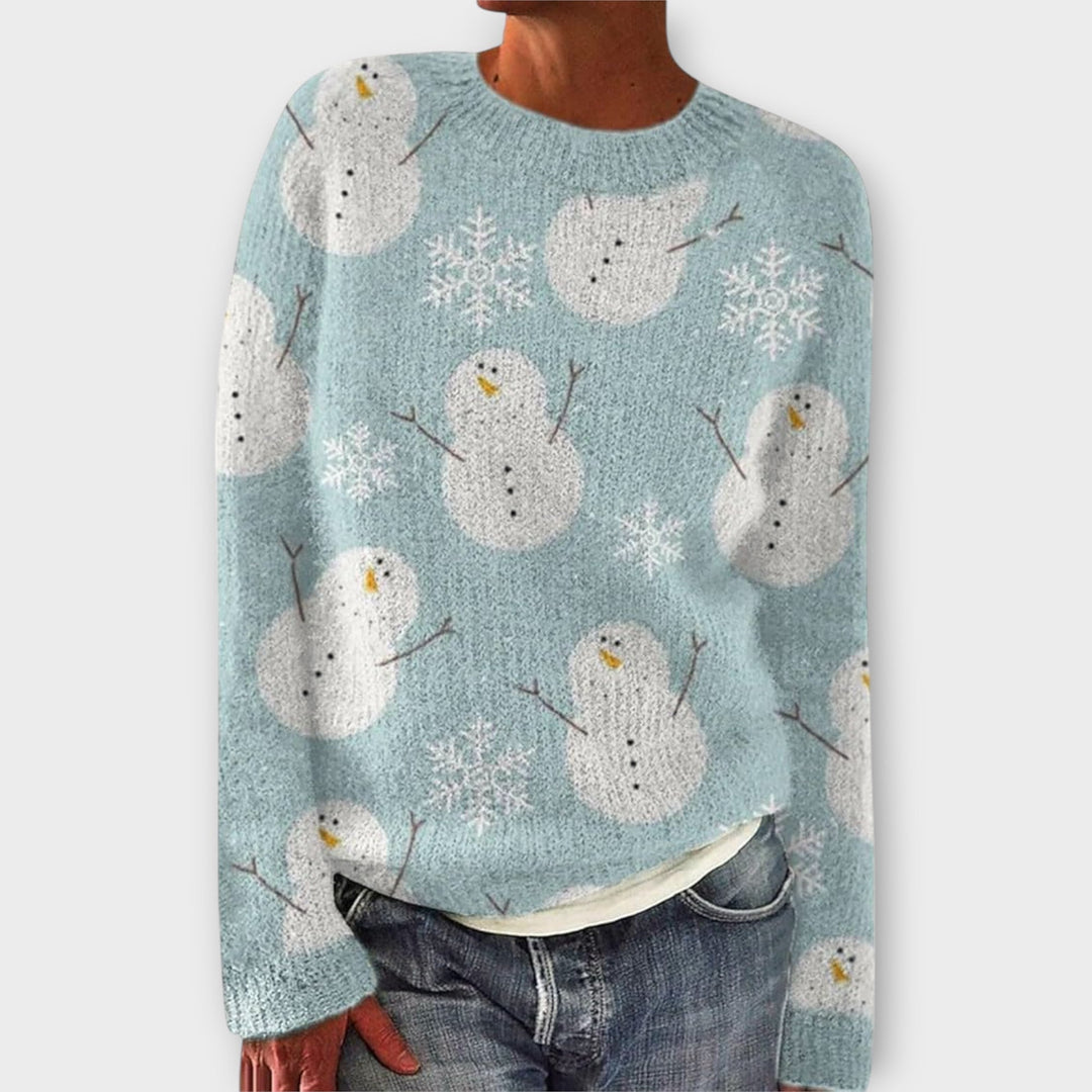 Women's festive patterned jumper with crew neck and long sleeves