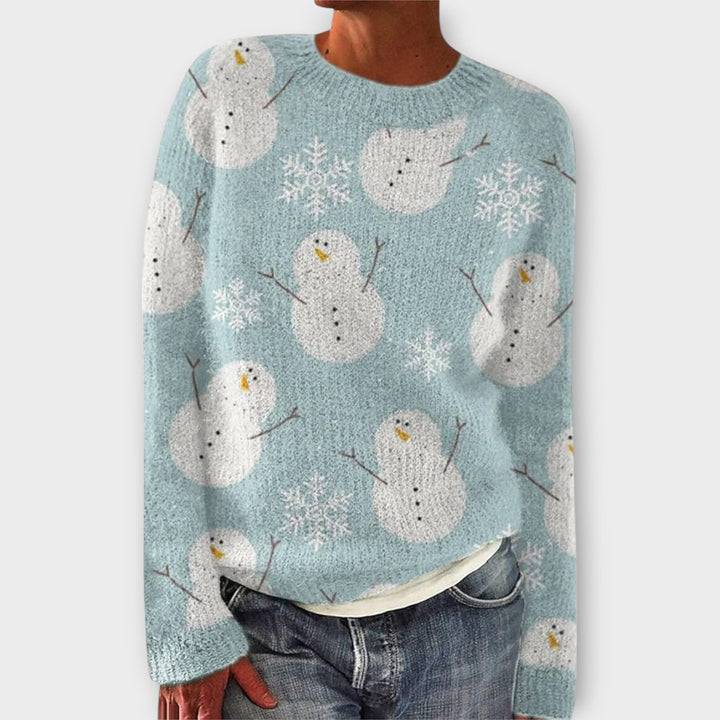 Women's festive patterned jumper with crew neck and long sleeves
