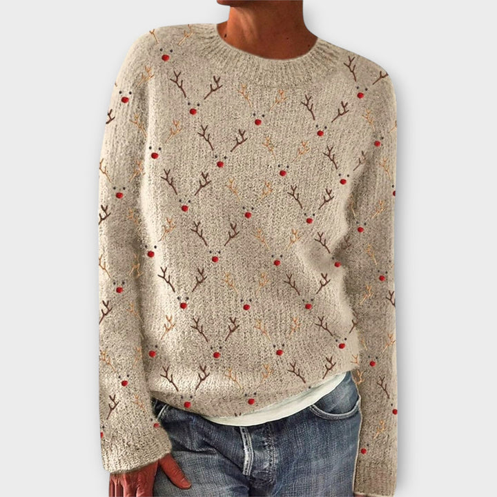 Women's festive patterned jumper with crew neck and long sleeves