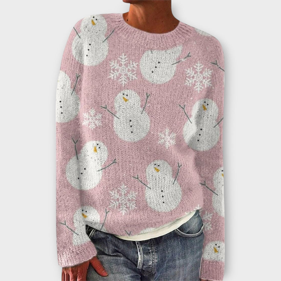 Women's festive patterned jumper with crew neck and long sleeves