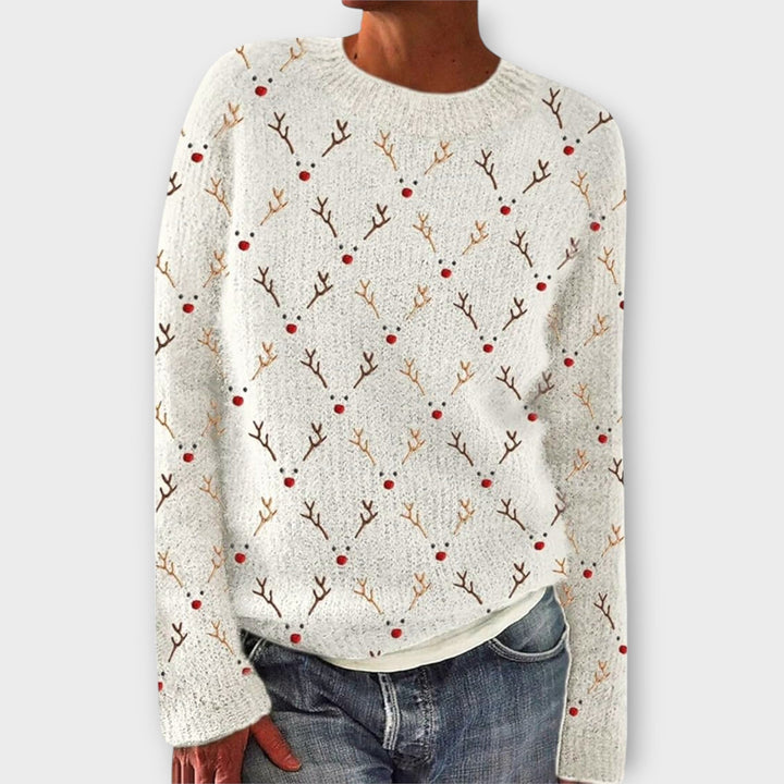 Women's festive patterned jumper with crew neck and long sleeves